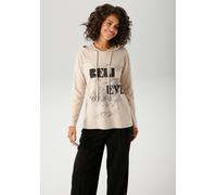 Strickpullover ANISTON CASUAL, Damen, Gr. 46, beige (hellbeigemeliert, grau, schwarz), Feinstrick, Obermaterial: 50% Viskose, 30% Polyester, 20% Nylon, Glitzermuster, bedruckt, gemustert, figurumspiel