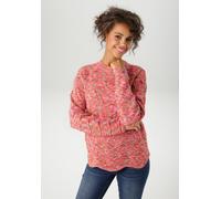 Strickpullover ANISTON CASUAL, Damen, Gr. 46, lila (rot, orange, rosa, grün, flieder), Feinstrick, Obermaterial: 100% Polyacryl, gemustert, figurumspielend hüftlang, Rundhals, Pullover Strickpullover,