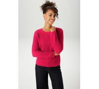 Strickpullover ANISTON CASUAL, Damen, Gr. 46, rot, Strick, Obermaterial: 60% Baumwolle, 40% Polyester, Strukturmuster, unifarben, figurumspielend hüftlang, Rundhals, gewellter Abschluss, Pullover Stri