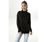 Strickpullover ANISTON SELECTED, Damen, Gr. 34, schwarz (schwarz, camel), Feinstrick, Obermaterial: 50% Viskose, 28% Polyester, 22% Polyamid, Jacquardmuster, gemustert, lässig geschnitten hüftbedecken