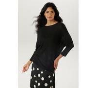 Strickpullover ANISTON SELECTED, Damen, Gr. 38, schwarz, Feinstrick, Obermaterial: 92% Viskose, 8% Elasthan, unifarben, lässig geschnitten hüftbedeckend, U-Boot-Ausschnitt, Rippstrickbündchen, Pullove