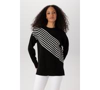 Strickpullover ANISTON SELECTED, Damen, Gr. 38, schwarz mit weißen streifen, Strick, Obermaterial: 50% Viskose, 28% Polyester, 22% Polyamid, Jacquardmuster, gemustert, gestreift, figurumspielend hüftl
