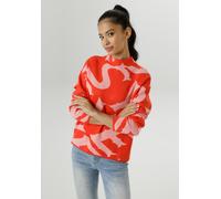Strickpullover ANISTON SELECTED, Damen, Gr. 40, rosa (rosa, rot), Feinstrick, Obermaterial: 50% Viskose, 26% Polyamid, 24% Polyester, Jacquardmuster, gemustert, lässig geschnitten hüftbedeckend, Rundh