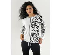 Strickpullover ANISTON SELECTED, Damen, Gr. 40, schwarz-weiß (sanftes weiß, schwarz), Strick, Obermaterial: 60% Viskose, 40% Baumwolle, animal-print, lässig geschnitten hüftbedeckend, Rundhals, Bündch