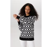 Strickpullover ANISTON SELECTED, Damen, Gr. 40, schwarz-weiß (schwarz, sanftes weiß), Strick, Obermaterial: 50% Viskose, 28% Polyester, 22% Polyamid, Jacquardmuster, Rautenmuster, gemustert, lässig ge