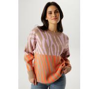 Strickpullover ANISTON SELECTED, Damen, Gr. 42, rosa, orange, braunbeige, Strick, Obermaterial: 50% Viskose, 26% Polyacryl, 24% Polyester, Jacquardmuster, lässig geschnitten hüftbedeckend, Rundhals, R