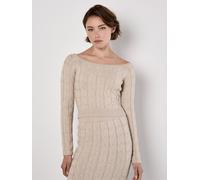 Strickpullover APRICOT "Cropped Pullover", Damen, Gr. XL (42), weiß (stein), Strick, Obermaterial: 50% Viskose CV. 30% Polyester PES. 20% Nylon NY., uni, figurbetont kurz, eng schmales Rippbündchen, P