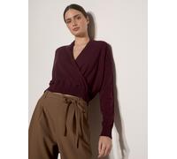 Strickpullover APRICOT "Feinstrickpullover", Damen, Gr. S (36), rot (burgandy), gestrickt, , Modisch, figurumspielend Normale Länge, Gerippte Ärmelbündchen, Pullover Strickpullover, zum Wickeln (85238