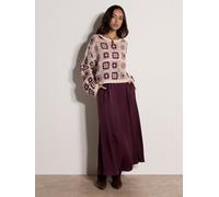 Strickpullover APRICOT "Häkelpullover", Damen, Gr. S (36), rosa (mauve), gehäkelt, , Modisch, relaxed fit kurz, Rundhals, Gerade, Pullover Strickpullover, mit quadratischem Muster (66356455-S) mauve