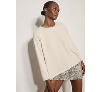 Strickpullover APRICOT "Jersey-Oberteil aus Jacquard-Strick", Damen, Gr. S (36), weiß (stein), gewebt, Obermaterial: 50% Viskose CV. 29% Polyester PES. 21% Polyamid PA., uni, Modisch, Ärmelbündchen, P