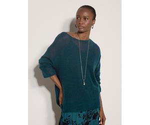 Strickpullover APRICOT "Leichter, gebürsteter Oversize-Pullover", Damen, Gr. L (40), blau (blaugrün), Strick, Obermaterial: 43% Polyacryl PAN. 29% Nylon NY. 15% Wolle WO. 13% Ziegenhaar HZ., uni, Modi