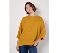 Strickpullover APRICOT "Oversized-Pullover", Damen, Gr. S (36), gelb, Waffelstrick, Obermaterial: 80% Baumwolle CO. 20% Polyester PES., unifarben, normal, Rundhals, Fledermausärmel weites Bündchen, Pu