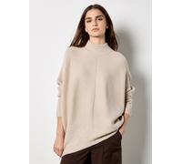 Strickpullover APRICOT "Oversized-Pullover", Damen, Gr. S (36), weiß (stein), gestrickt, Obermaterial: 75% Polyacryl PAN. 23% Polyester PES. 2% Elasthan EL., unifarben, hüftlang, Gerippt, Pullover Str
