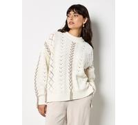 Strickpullover APRICOT "Rundhalspullover", Damen, Gr. M (38), beige (creme), Strick, Obermaterial: 58% Polyacryl PAN. 42% Baumwolle CO., uni, normal, Rippbündchen, Pullover Strickpullover, mit Strickm
