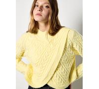 Strickpullover APRICOT "Strickjacke", Damen, Gr. M (38), gelb, Strick, Obermaterial: 78% Polyester PES. 9% Polyacryl PAN. 8% Nylon NY. 5% Wolle WO., uni, kurz, Gerippt, Pullover Strickpullover, mit Wi