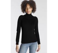 Strickpullover ARIZONA "Rolli unifarbend", Damen, Gr. 44/46, schwarz, Feinstrick, Obermaterial: 50% Baumwolle, 50% Polyacryl, unifarben, Basic, figurbetont hüftbedeckend, hoch geschlossener Ausschnitt