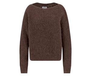 Strickpullover aus Alpaka-Mix mit U-Boot-Ausschnitt CHOCOLATE / 3XL