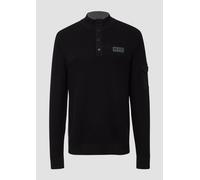 Strickpullover aus Baumwolle mit Troyer-Kragen und Strukturmix 3XL schwarz 2169511.9999.3XL