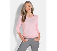 Rundhalspullover GOLDNER "Halbarm Ringelpullover aus Baumwolle", Damen, Gr. 38, rosa (rosé, gemustert), Obermaterial: 100% Baumwolle CO., Modisch, Pullover Rundhalspullover, Rundhalsausschnitt (485439