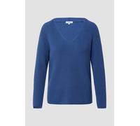 Strickpullover S.OLIVER, Damen, Gr. 36, dusty indigo, Strick, Obermaterial: 60% Baumwolle, 40% Polyacryl, unifarben, casual, regular fit taillenbedeckt, V-Ausschnitt, Langarm Bündchen, Pullover, mit V