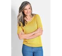 Strickpullover GOLDNER "Strickpullover", Damen, Gr. 44, gelb, Obermaterial: 100% Schurwolle WV., Basic, normal, Rippe, Pullover Strickpullover, Rippenbündchen (65622630-44) gelb