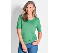 Strickpullover GOLDNER "Strickpullover", Damen, Gr. 44, grün, Obermaterial: 100% Schurwolle WV., Basic, normal, Rippe, Pullover Strickpullover, Rippenbündchen (84419355-44) grün