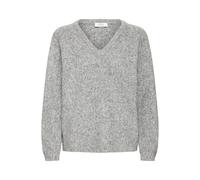 Strickpullover B.YOUNG "Damen Strickpullover BYOMEA", Damen, Gr. L, grau (mid grau melange), Obermaterial: 53% Polyester PES. 39% Polyacryl PAN. 5% Wolle mw. 3% Elasthan EL., Pullover Strickpullover (