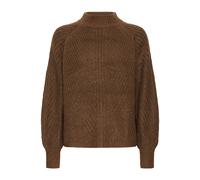 Strickpullover B.YOUNG "Langarm BYOKSANA", Damen, Gr. S, braun (bison melange), Obermaterial: 55% Polyacryl PAN. 21% Polyester PES. 16% Polyamid PA. 8% Wolle mw., Pullover Strickpullover (51719925-S)