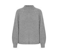 Strickpullover B.YOUNG "Langarm BYOKSANA", Damen, Gr. XL, grau (mid grau melange), Obermaterial: 55% Polyacryl PAN. 21% Polyester PES. 16% Polyamid PA. 8% Wolle mw., Pullover Strickpullover (17451502-