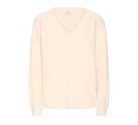 Strickpullover B.YOUNG "Strickpullover BYOMEA", Damen, Gr. M, blau (birch melange), Obermaterial: 53% Polyester PES. 39% Polyacryl PAN. 5% Wolle mw. 3% Elasthan EL., Pullover Strickpullover (83728553-