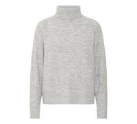 Strickpullover B.YOUNG "Strickpullover langarm BYMONNA", Damen, Gr. M, grau (mid grau melange), Obermaterial: 51% Polyacryl PAN. 28% Polyester PES. 18% Alpaka WP. 3% Elasthan EL., Pullover Strickpullo