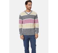 Strickpullover BABISTA "Pullover ONIR", Herren, Gr. L, beige (beige gestreift), Obermaterial: 100% Baumwolle CO., gestreift, normal, V-Ausschnitt, Pullover Strickpullover (29713637-L) beige gestreift
