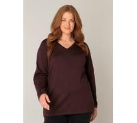 Strickpullover BASE LEVEL CURVY "Anine", Damen, Gr. 54/56, braun, Strick, Obermaterial: 80% Viskose, 20% Nylon, unifarben, figurbetont hüftbedeckend, V-Ausschnitt, eingesetzt abgesteppt, Pullover Stri