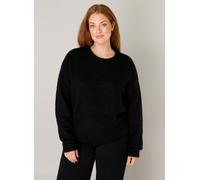 Strickpullover BASE LEVEL CURVY "Yanara", Damen, Gr. 54/56, schwarz, Strick, Obermaterial: 43% Nylon, 26% Polyacryl, 13% Alpaka, 13% Wolle, 5% Elasthan, unifarben, gerade hüftbedeckend, Rundhals, Bünd