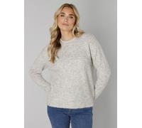 Strickpullover BASE LEVEL "Yana", Damen, Gr. 38, grau (grau melange), Strick, Obermaterial: 43% Nylon, 26% Polyacryl, 13% Alpaka, 13% Wolle, 5% Elasthan, unifarben, gerade hüftbedeckend, Rundhals, Fla