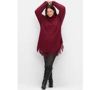 Strickponcho SHEEGO "Strickpullover", Damen, Gr. 52/54, lila (beere), 50% Baumwolle, 50% Polyacryl, unifarben, Pullover (67464701-52) beere