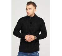 Strickpullover BEHYPE "CILIAN HENLEY", Herren, Gr. S, schwarz, 100% Polyacryl, unifarben, normal, Pullover Strickpullover, mit gemütlichem Stehkragen (31480053-S) schwarz