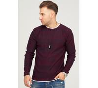 Strickpullover BEHYPE "TAAVI", Herren, Gr. XXL, rot (weinrot), 50% Baumwolle, 50% Polyacryl, meliert, normal, Pullover Strickpullover, in melierter Optik (40070256-XXL) weinrot
