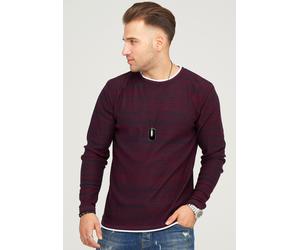 Strickpullover BEHYPE "TAAVI", Herren, Gr. XXL, rot (weinrot), 50% Baumwolle, 50% Polyacryl, meliert, normal, Pullover Strickpullover, in melierter Optik (40070256-XXL) weinrot