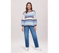 Strickpullover BETTY BARCLAY "Damen mit 3/4 Arm", Damen, Gr. 40, blau (patch blau, camel), Strick, Obermaterial: 45% Polyamid, 30% Polyester, 16% Polyacryl, 9% Wolle, lässig geschnitten normal, U-Boot
