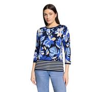 Strickpullover BETTY BARCLAY "Damen mit Blumenprint", Damen, Gr. 36, dunkelblau, blau, Strick, Obermaterial: 80% Viskose, 20% Polyamid, gerade normal, Rundhals, Pullover Strickpullover (75169063-36) d