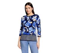Strickpullover BETTY BARCLAY "Damen mit Blumenprint", Damen, Gr. 46, dunkelblau, blau, Strick, Obermaterial: 80% Viskose, 20% Polyamid, gerade normal, Rundhals, Pullover Strickpullover (75169063-46) d