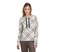 Strickpullover BETTY BARCLAY "Damen Strickpullover mit Jacquard", Damen, Gr. 36, grau (patch beige, grau), Strick, Obermaterial: 50% Viskose, 27% Polyamid, 23% Polyester., gerade normal, Rundhals, Pul