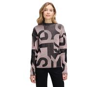 Strickpullover BETTY BARCLAY "Damen Grobstrick-Pullover mit Jacquard", Damen, Gr. 38, schwarz (patch schwarz, rosé), Strick, Obermaterial: 50% Viskose, 27% Polyamid, 23% Polyester., relaxed fit normal