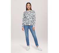 Strickpullover BETTY BARCLAY "Damen mit Jacquard", Damen, Gr. 44, grau (patch beige, dunkelblau), Strick, Obermaterial: 55% Viskose, 30% Polyester, 15% Polyamid, gerade normal, Pullover Strickpullover