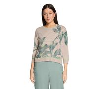 Strickpullover BETTY BARCLAY "Damen mit Print", Damen, Gr. 38, beige, grün, Strick, Obermaterial: 80% Viskose, 20% Polyamid, lässig geschnitten normal, Rundhals, Pullover Strickpullover (72531229-38)