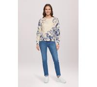Strickpullover BETTY BARCLAY "Damen mit Print", Damen, Gr. 40, bunt (beige, blau), Strick, Obermaterial: 55% Viskose, 30% Polyester, 15% Polyamid, lässig geschnitten normal, Rundhals, Pullover Strickp