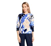 Strickpullover BETTY BARCLAY "Damen mit Print", Damen, Gr. 44, light blau, cream, Strick, Obermaterial: 100% Baumwolle, figurumspielend normal, Rundhals, Pullover Strickpullover (97423547-44) light bl