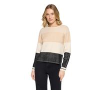 Strickpullover BETTY BARCLAY "Damen mit Rippenstruktur", Damen, Gr. 38, patch schwarz, beige, Strick, Obermaterial: 50% Viskose, 27% Polyamid, 23% Polyester, gerade normal, Rundhals, Pullover Strickpu