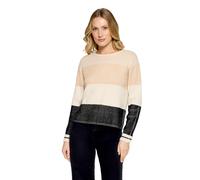 Strickpullover BETTY BARCLAY "Damen mit Rippenstruktur", Damen, Gr. 40, beige (patch schwarz, beige), Strick, Obermaterial: 50% Viskose, 27% Polyamid, 23% Polyester, gerade normal, Rundhals, Pullover